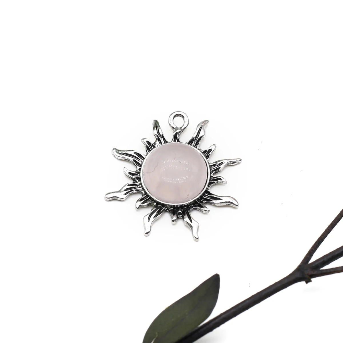 Natural Stone Sun Flower Pendant Charms Amethyst Green Aventurine Pendant for Women Making DIY Earrings Necklace Accessories