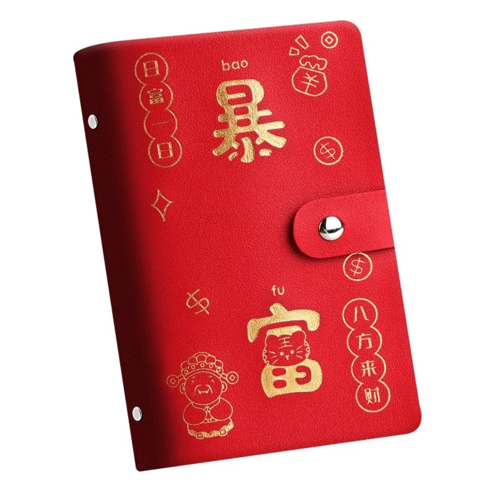Chinese New Year Money Savings Challenge Binder PU Leather Storage Envelop Savings Challenges Book 100 Cash Envelopes Waterproof