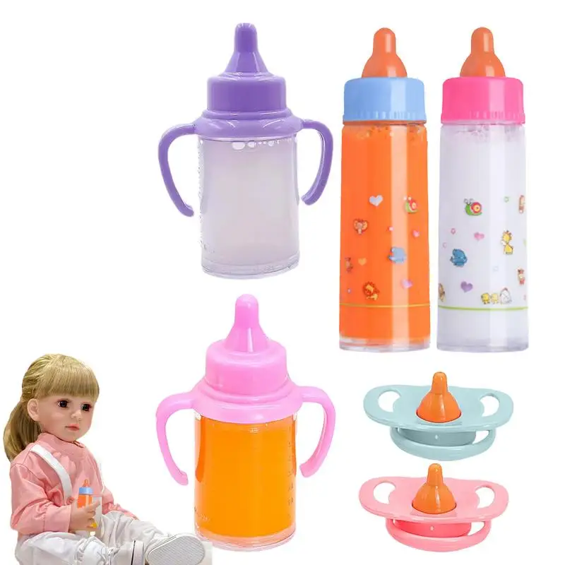 Disappearing Doll Feeding Set Toddler Doll Feeding Caring Accessories Play Bottles With Disappearing Milk And Juice For Home