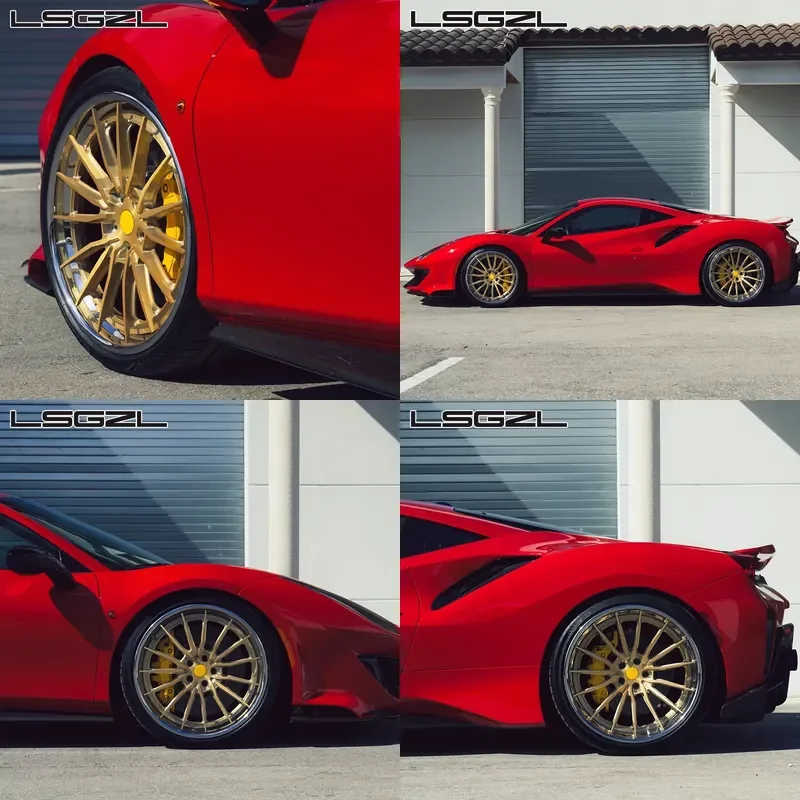 i LSGZL 5*114.3 5*120 19 20 21 22 24 26 Pulgadas 2 Piezas Ruedas Forjadas en Oro Pulido 458 990 para G Class Maclaren 720S