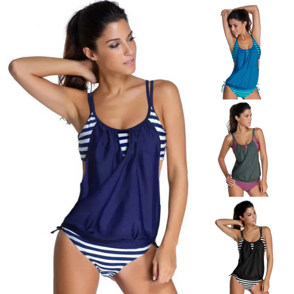 Tankini kostium kąpielowy damski kostiumy kąpielowe Plus rozmiar dwuczęściowy zestaw Bikini kobiety stroje kąpielowe brazylijski Maillot De Bain