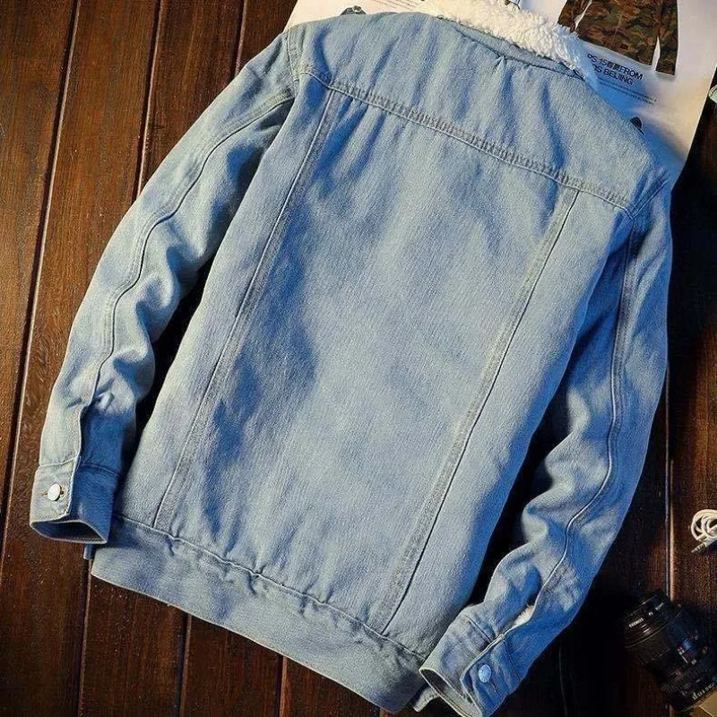 Jaquetas jeans homem acolchoado quente outono inverno 2024 casaco de cowboy para homens japonês retro tamanho l y2k uma peça masculina vintage solto