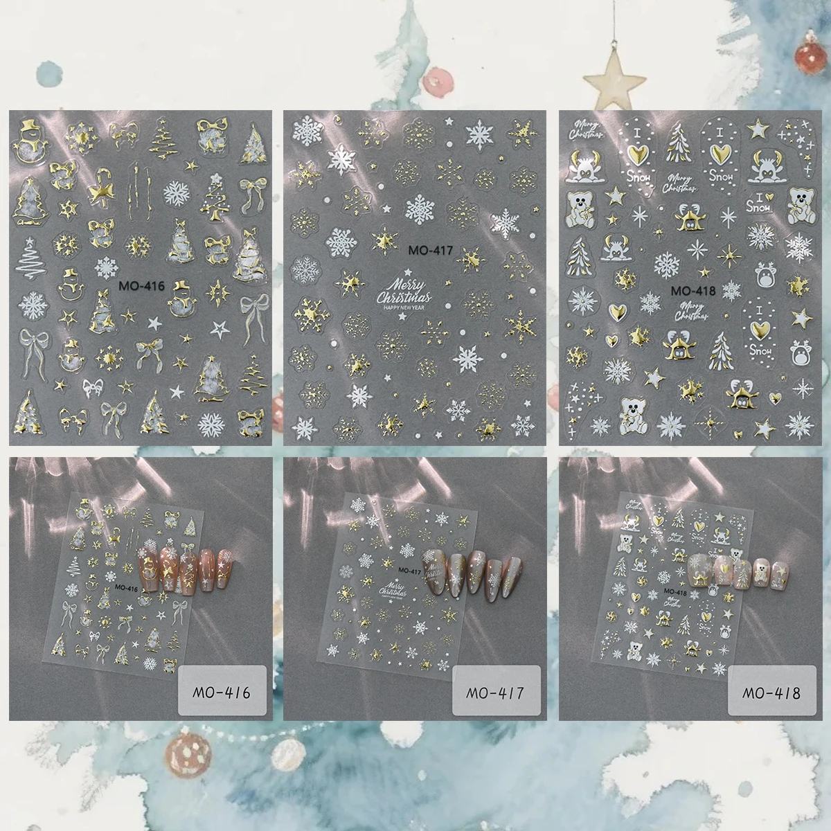 3 a 12 hojas de pegatinas auto - Nail Art Xmas Tree reseña y precio