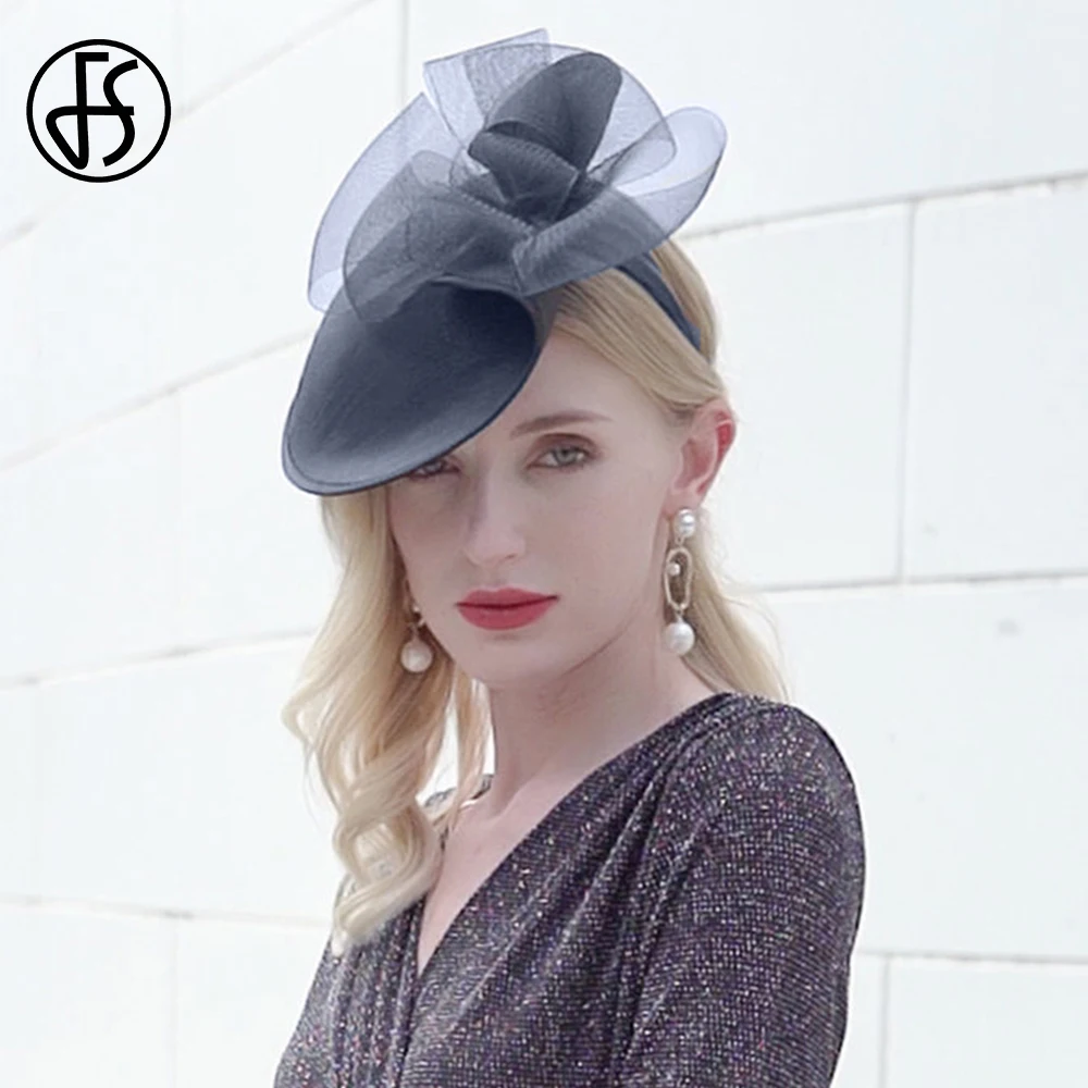 FS 2024 Sinamay Kentucky Derby Hats For Women Fascinator Chic Elegant Church Pillbox Cap Fedoras Bridal Wedding Dress Millinery