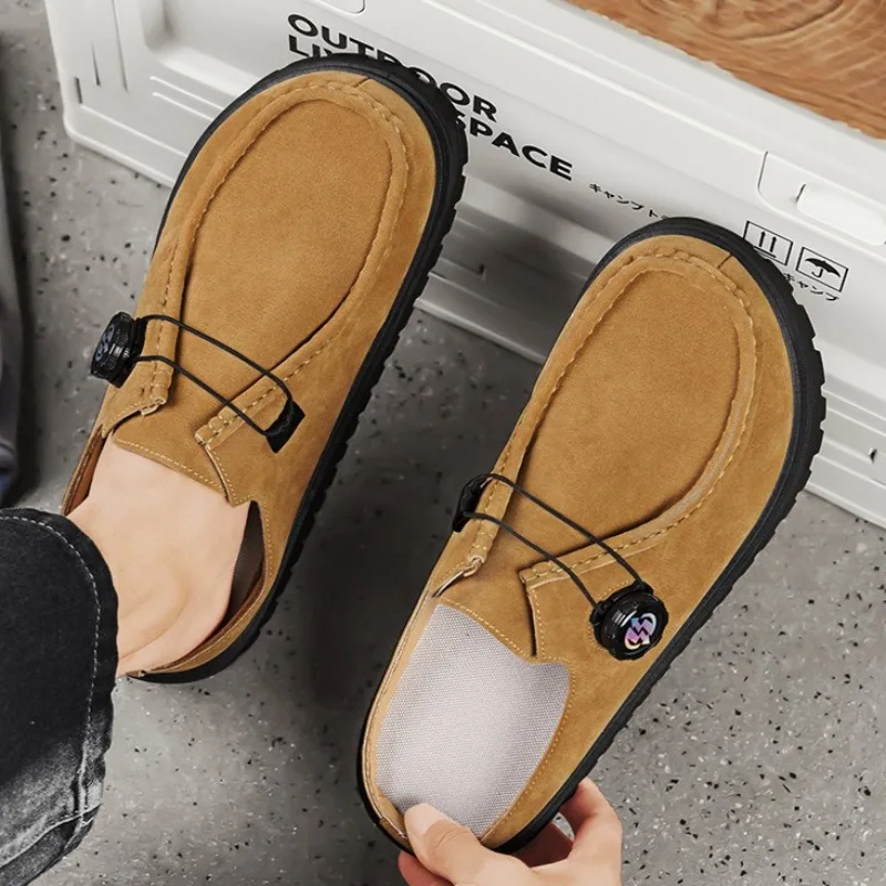 Summer Quality Selection Designer Velvet Breathable Rotary Buckle Men Shoes Outdoor Men's Sandals Boken Half Toro Zapatos Hombre