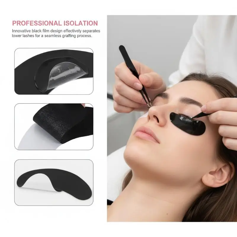 50 Pairs Isolate UV Hydrogel Eyelash Patches Black Lash Gel Pads For Eyelash Extension UV Rays Paper Stickers Wraps Makeup Tools