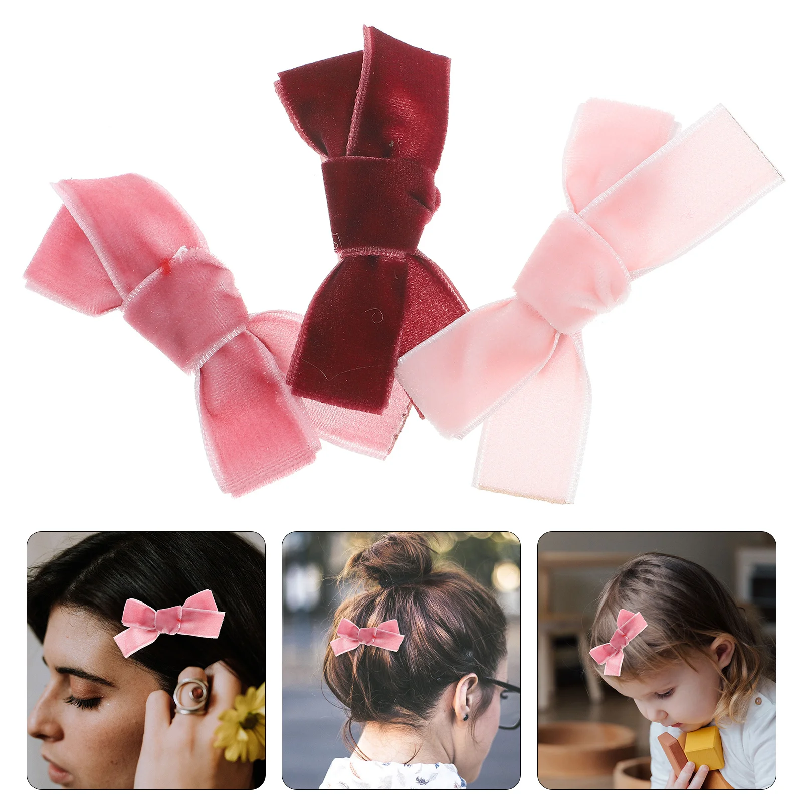 3 pçs grampos de cabelo arco para meninas elegante bowknot decoração crianças acessórios para o cabelo leve seguro segurar clipes jacaré
