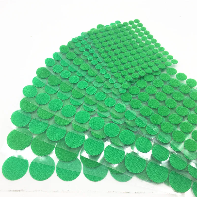 10/15/20/25/30mm Dots Nylon Hook and Loop Adhesive Fastener Magic Sticker Green Round Strong Self Adhesive Fastener Tape