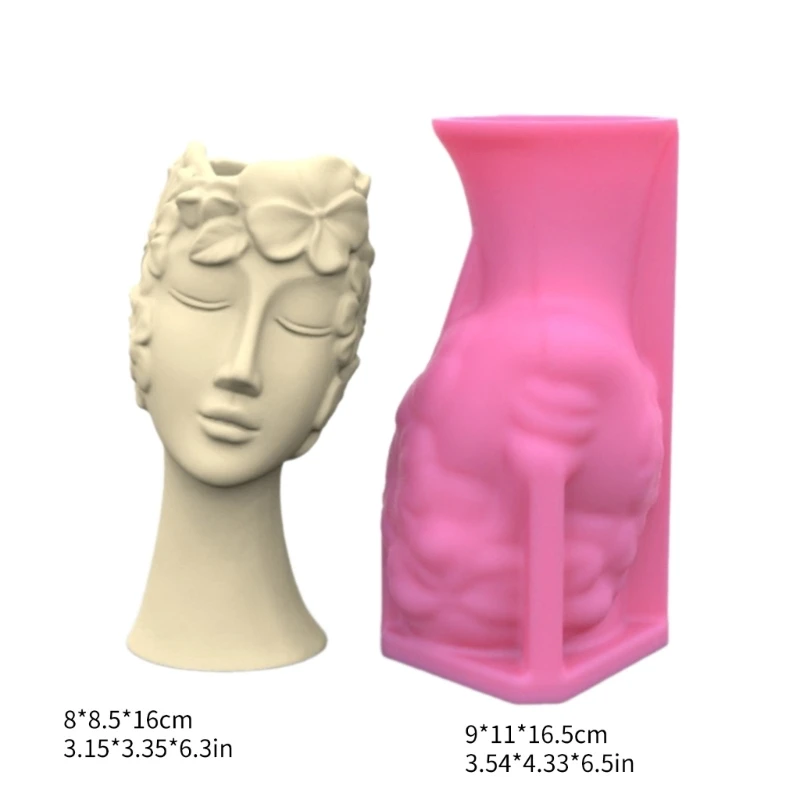 Portrait Plant Flowerpot Mould Human Shaped Silicone Molds Succulents Planter 3XUA