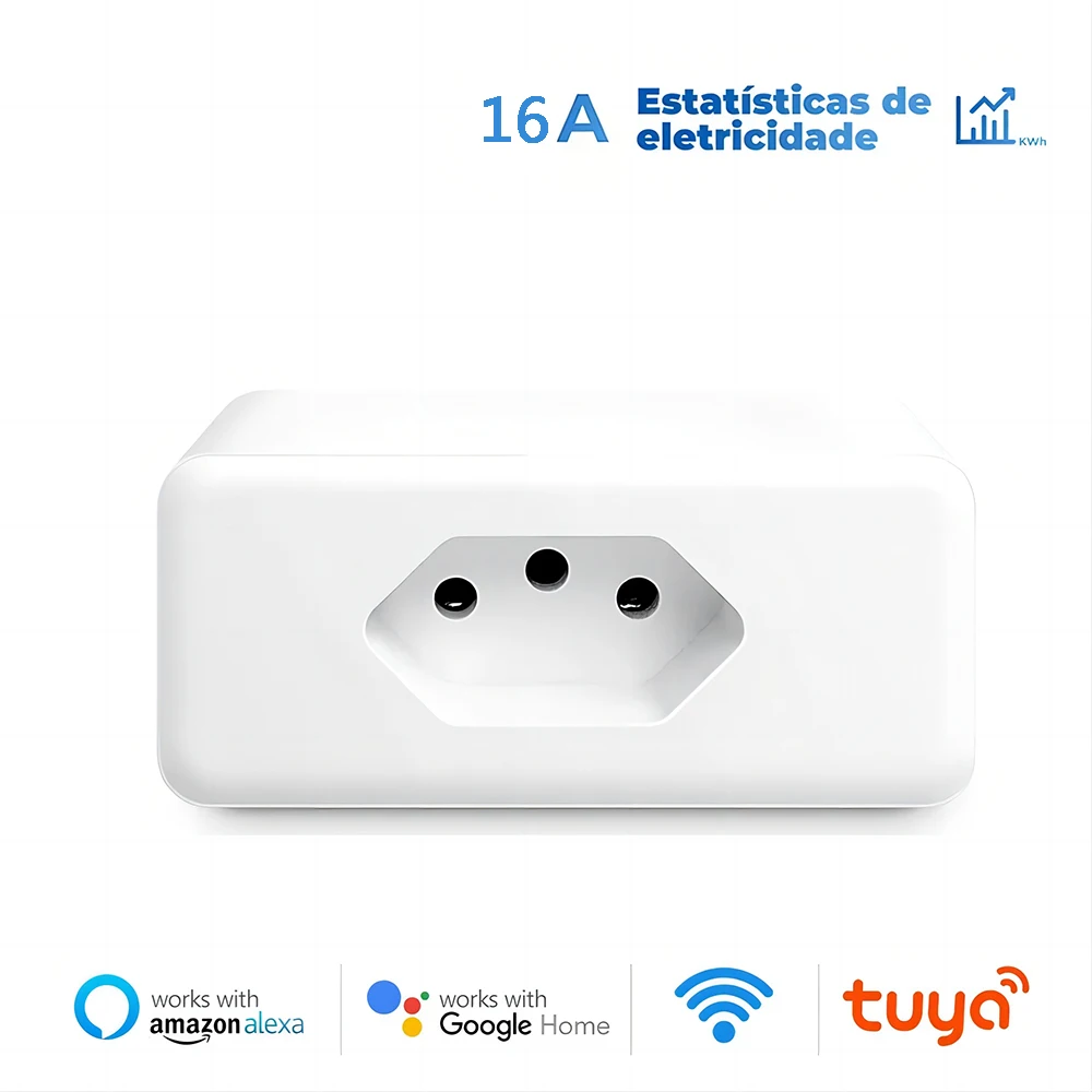 

Бразилия Tuya Wi-Fi розетка адаптер De Soquete Inteligente 16A Suporte Smart Life управление приложением Alexa Google Home Controle vioce