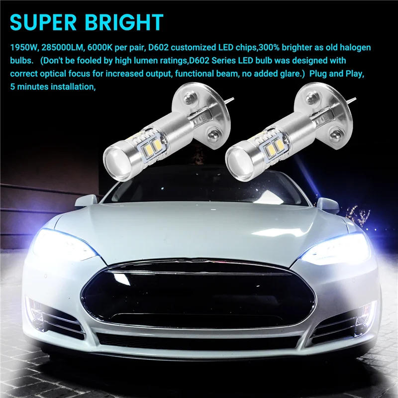 

L39A-4PCS H1 Светодиодные фары противотуманные фары 6000K Супер белые 200 Вт