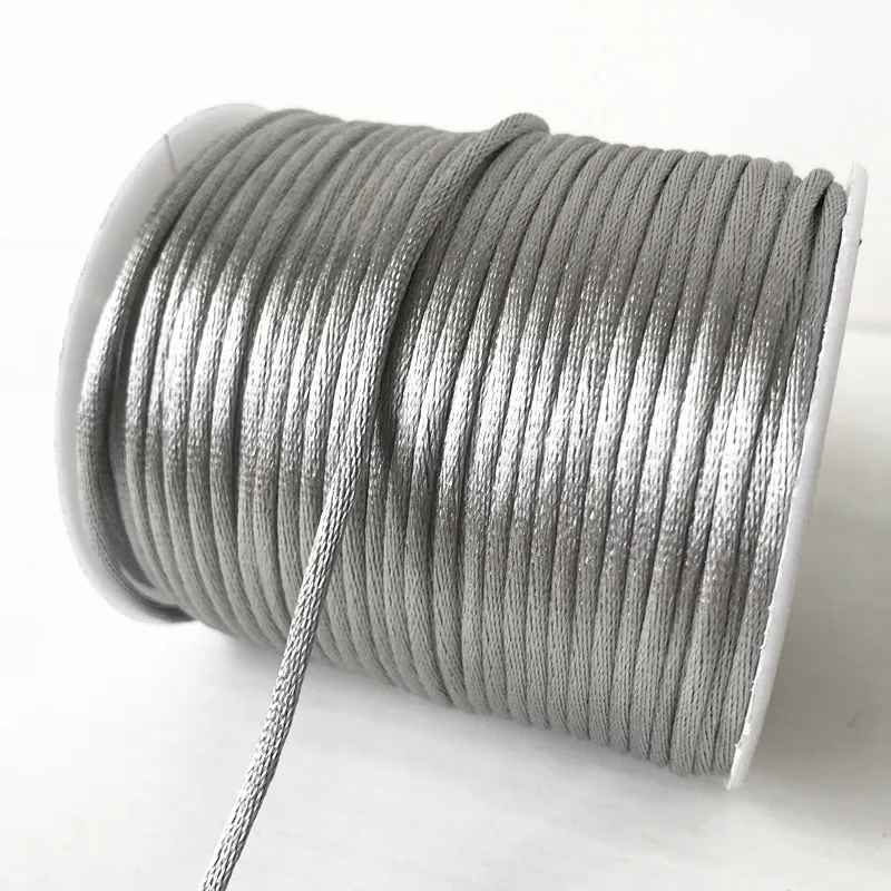 28Colours 2mmX100m/roll Strong Braided Macrame Silk Satin Nylon Cord Rope DIY Making Findings Beading Thread Wire 2mm