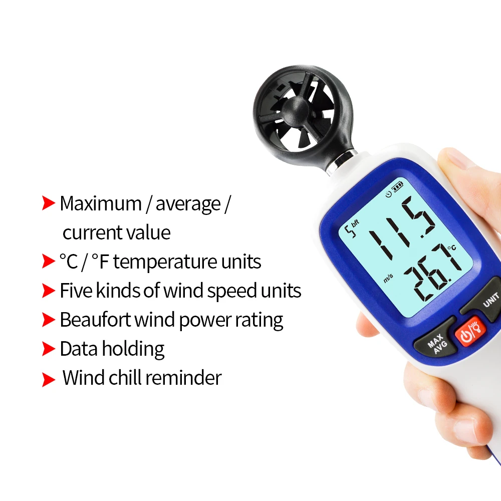 Gm816c Huitianyi Wt82 Anemometer Electronic Anemograph Handheld Wind Speed Measuring Instrument Anemometer