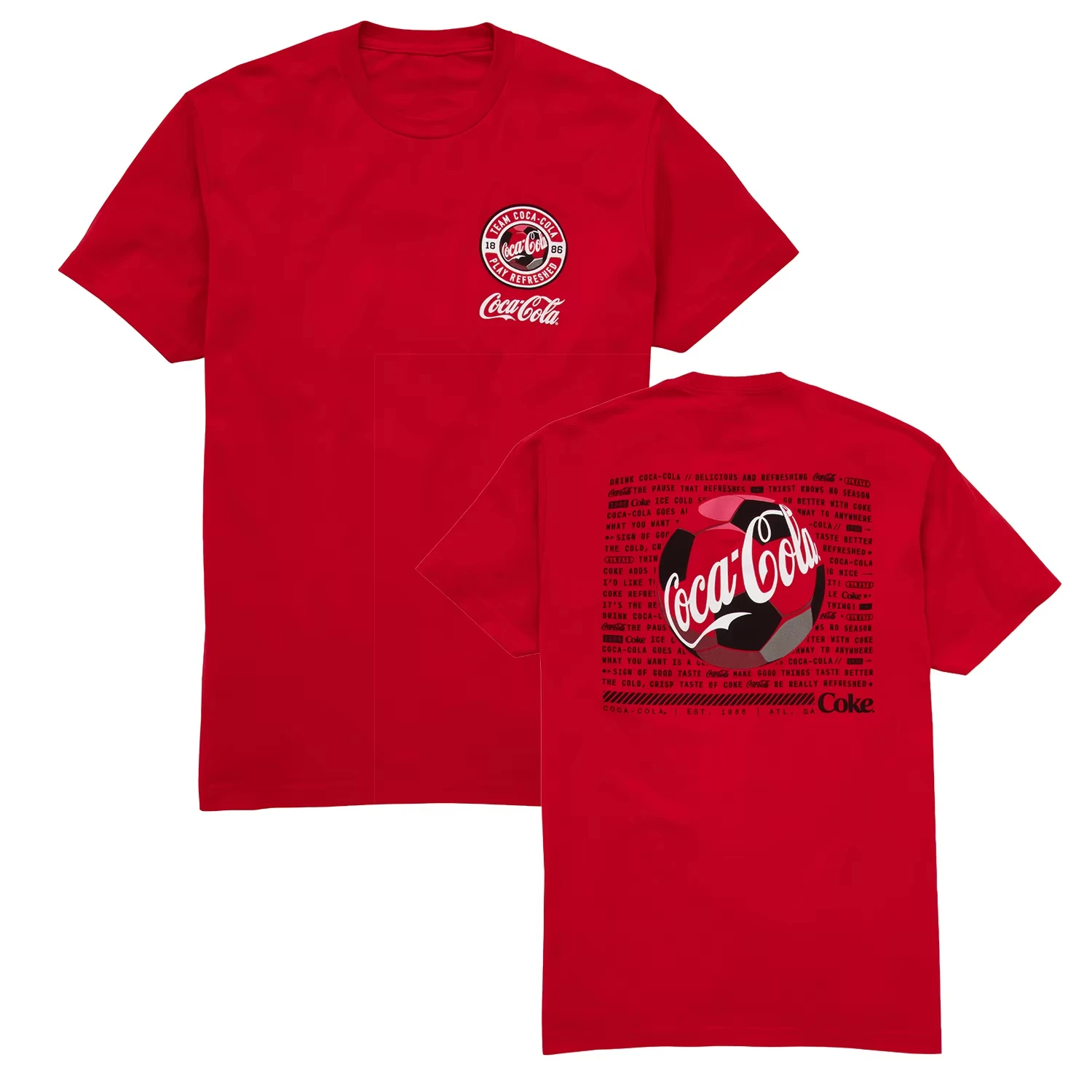 Vintage Cola Red with Double Sided Typographic Graphic T-Shirt Cotton Men Women Streetwear Tee