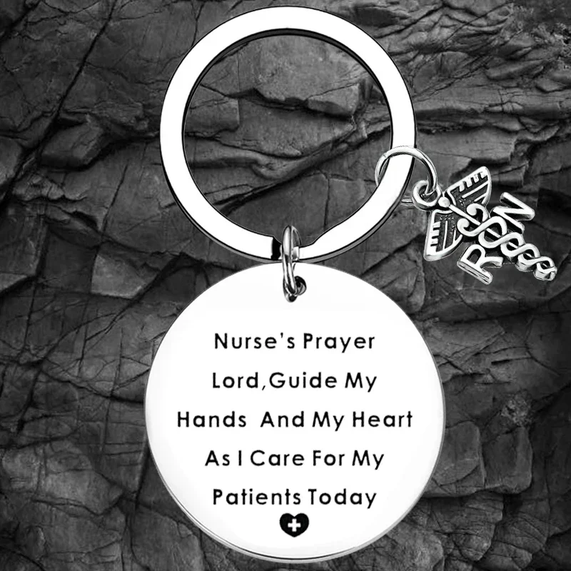 

Nurse's Prayer Keychain Medical Gift Nursing Key Rings Nurse Graduation Jewelry