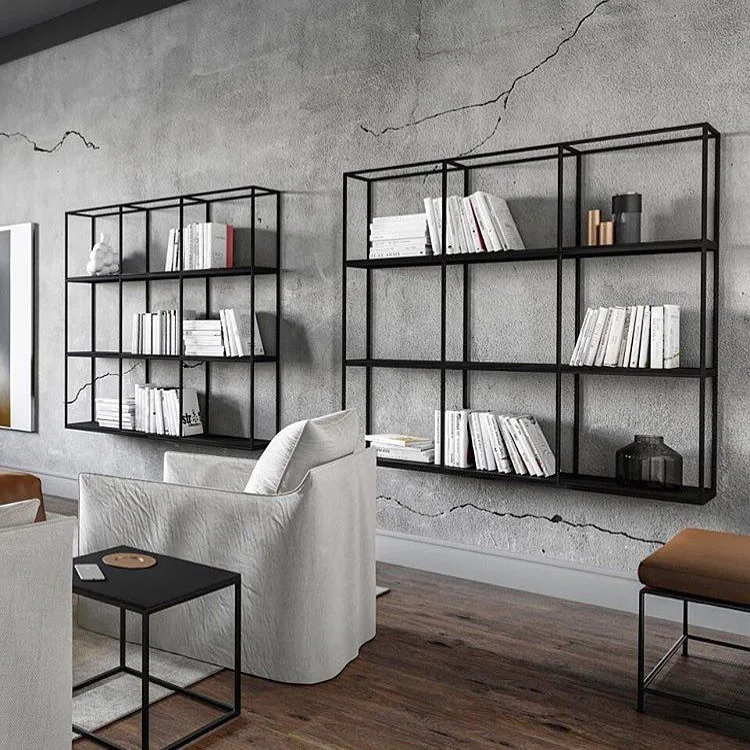

Nordic minimalist wall hanging shelf wrought iron bookshelf hanging living room creative suspended
