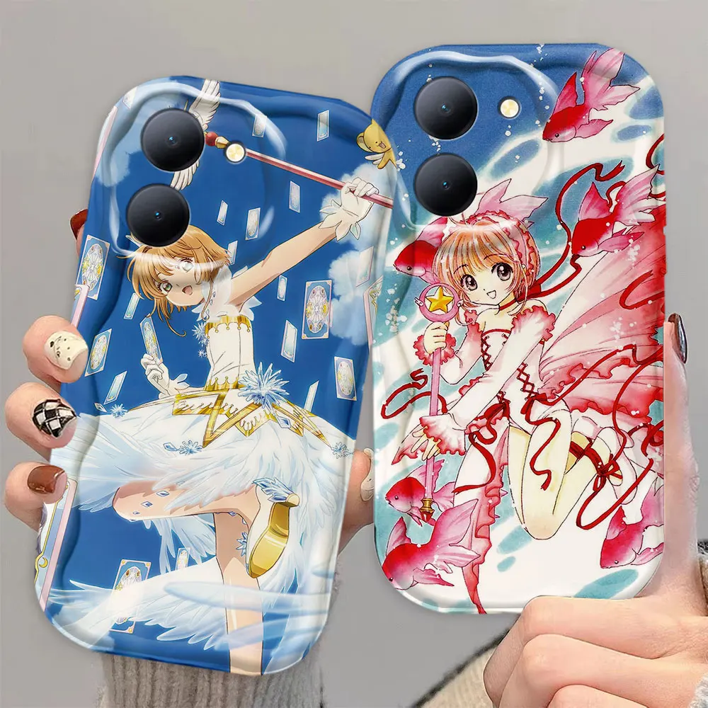 Anime Cardcaptor Pretty Sakura Cream White Curve Mobile Phone Case Cover For VIVO Y35 Y28 Y27 Y22 Y21 Y20 Y19 S I T A SG G 5G