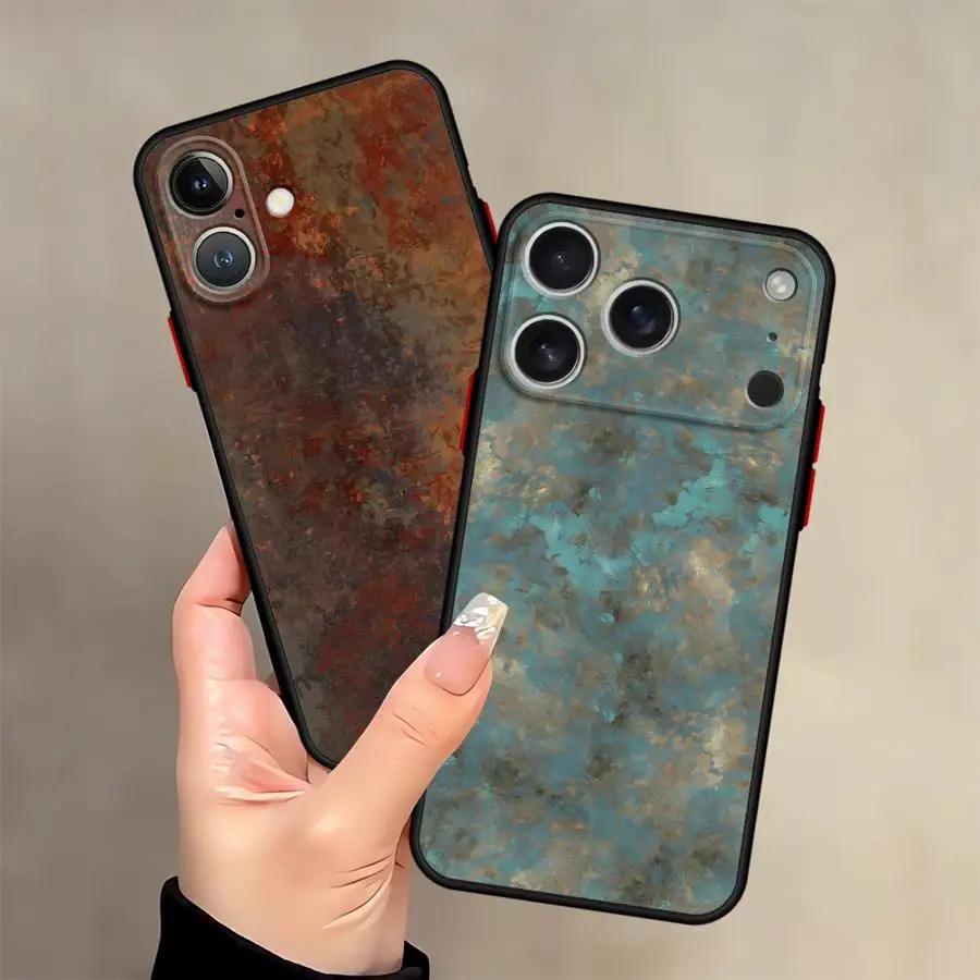 حافظة لهاتف آيفون 16e 15 Plus 17 16 Pro Max XS 13 Mini 11 17 Air 14 12 بتصميم ريترو رسٹ