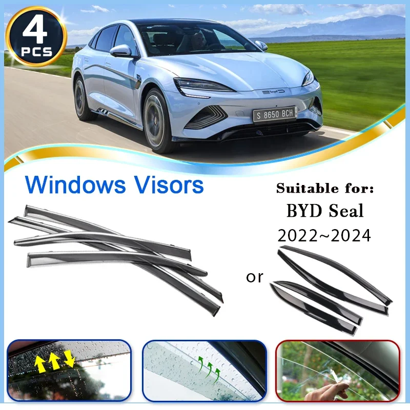 

Car Window Visor For BYD Seal 2022 2023 2024 Sun Rain Shelter Smoke Deflector Guard Vent Awning Cover Trim Protector Accessories