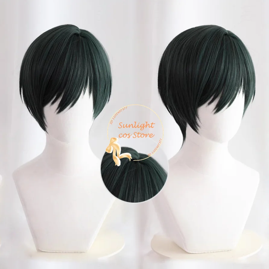 Anime Rin Itoshi Cosplay Wig Dark Green Itoshi Rin Short Wigs Heat Resistant Synthetic Hair Halloween Unisex Wig + Wig Cap