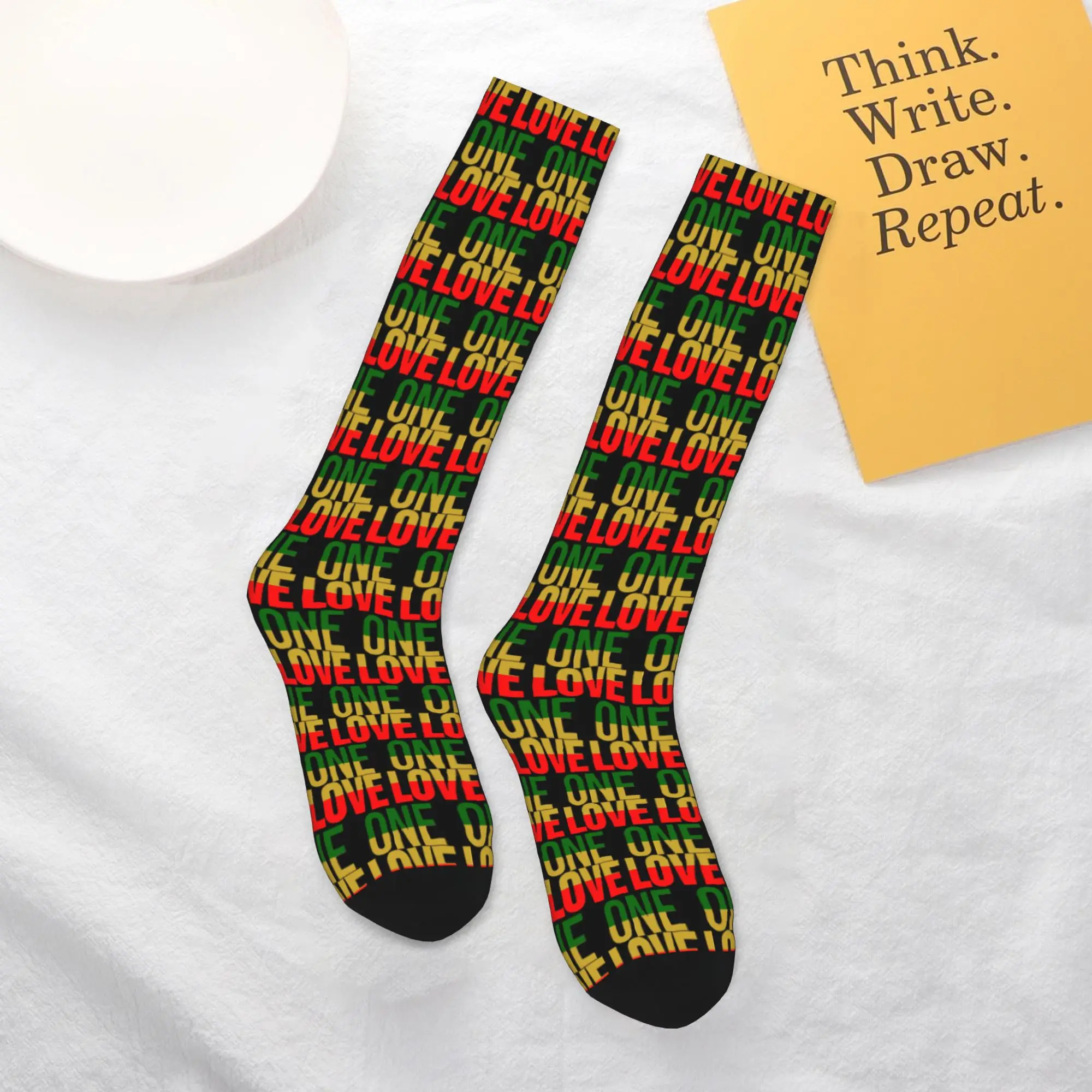 

All Seasons Crew Stockings Harajuku Vintage Style Arts Bob Marley One Love Socks Funny Long Socks Accessories for Men Women
