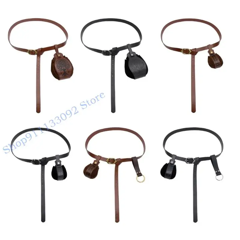 

H9ED Регулируемая поясная сумка из искусственной кожи в средневековом стиле для костюмов для косплея, аксессуаров и тематических