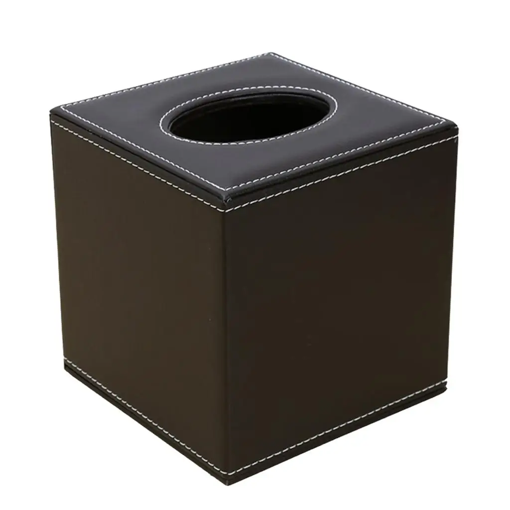 PU Leather Square Facial Tissue Box Cover Elegant Countertop Tissue Container Paper Napkin Holder for Home Living Room