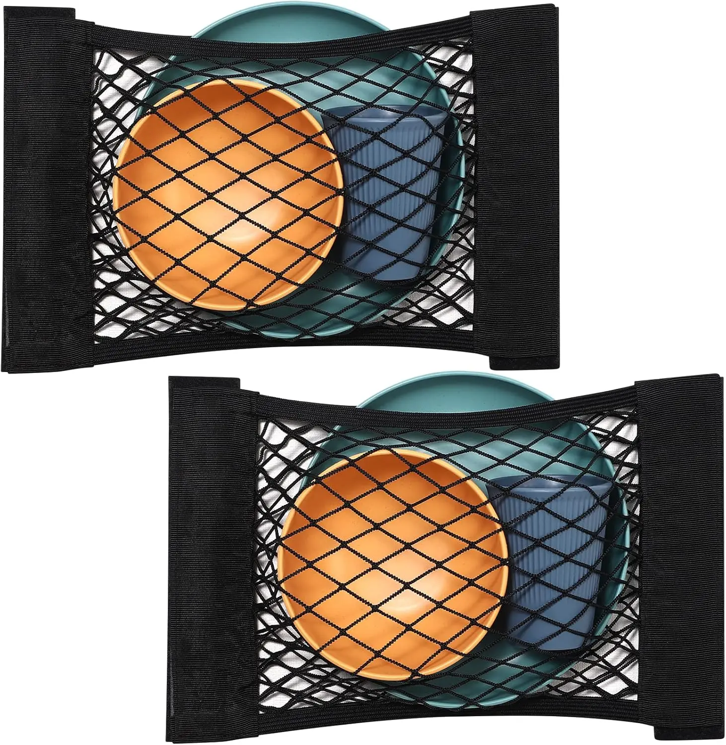 

Universal Mesh Cargo Net with Tape Stickers, 25x40cm Elastic Car Storage Net, Wall Sticker Add-on Pouch for Trunk Organizer