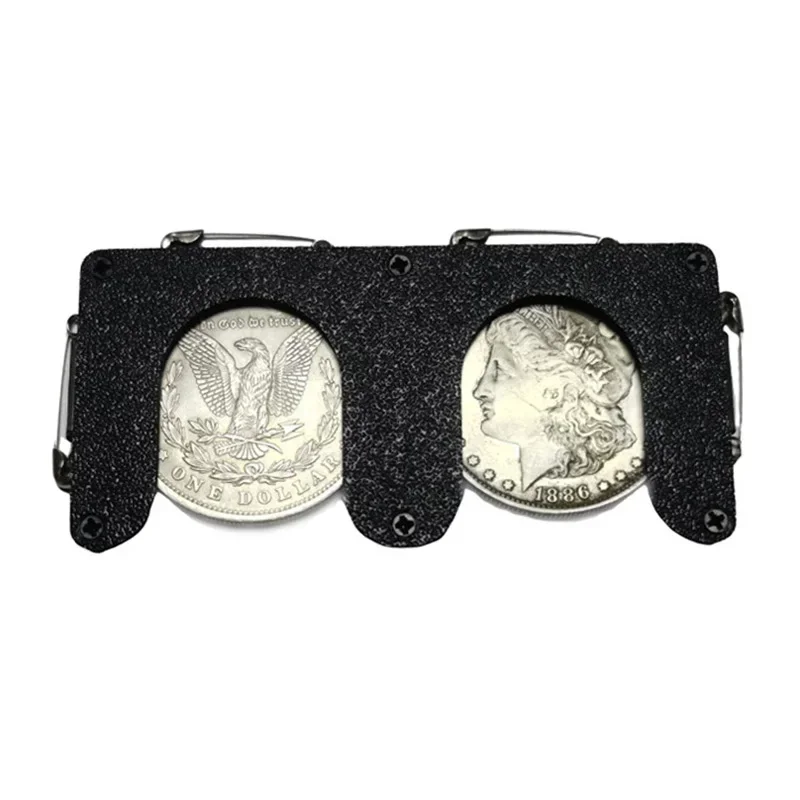 Coin Holder (Morgan/Half Dollar Size,No Coins) Magic Tricks Produce Two Coins Magic Accessories Close-up Illusions Gimmick Prop