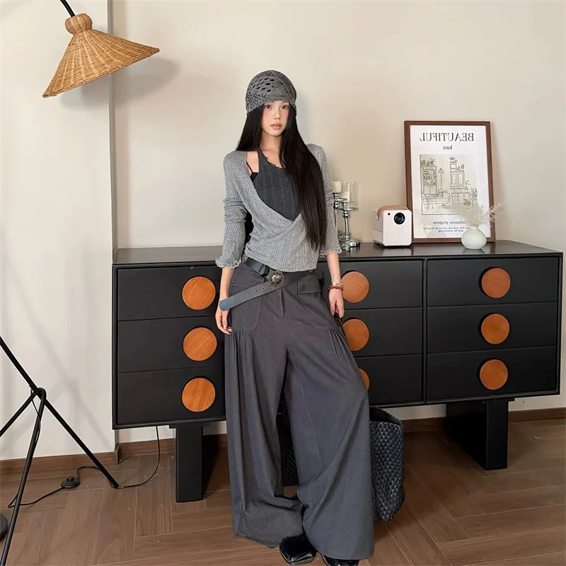 Fashionable Comfortable Long Sleeve Knitted T-Shirt Neck Hanging Trendy Women's Casual Style City Walk Travel Home Suitable