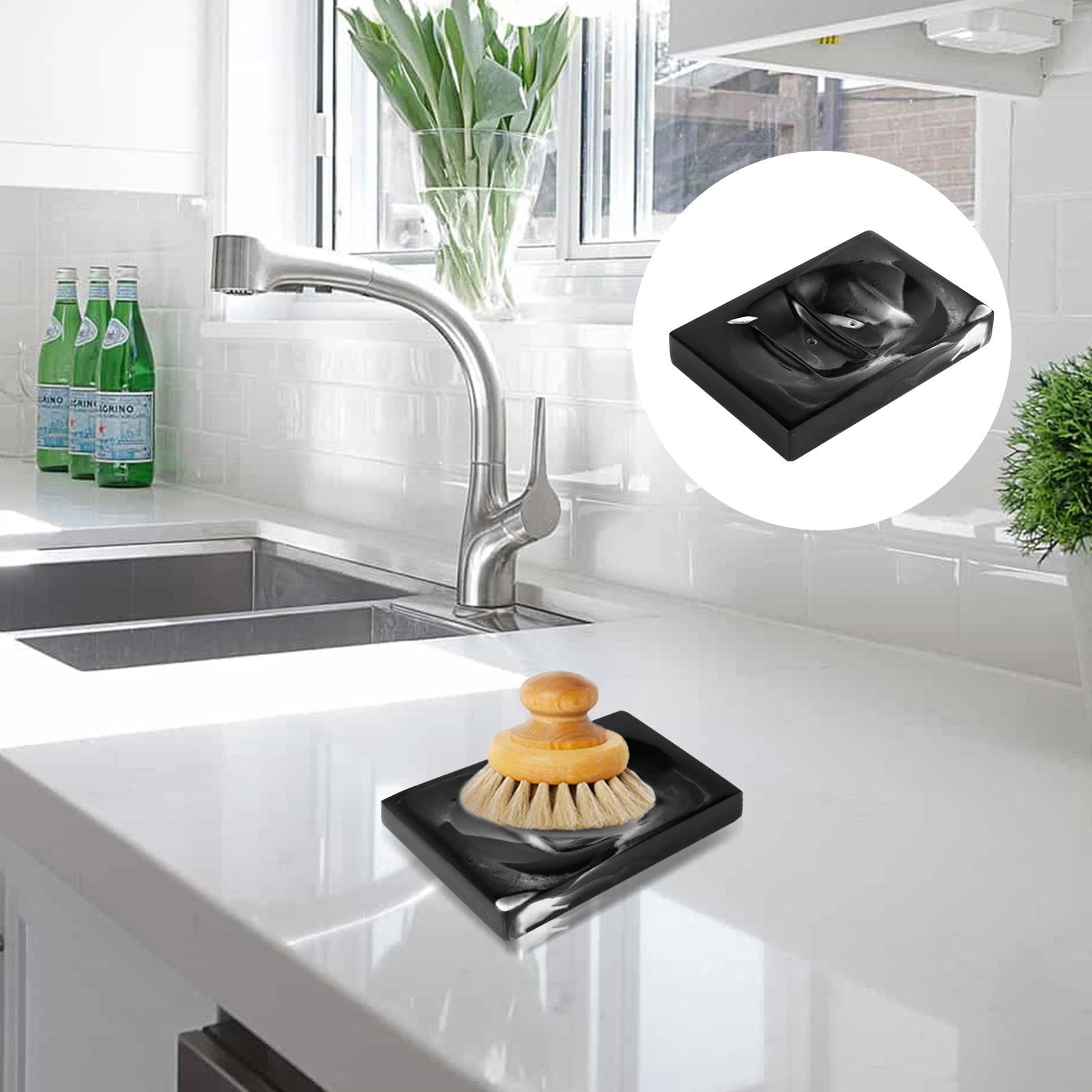 

Resin Waterproof Bathroom Kitchen Hand Holder Holder Container Soap Dish Kitchen Soap Tray Container Multi-Use