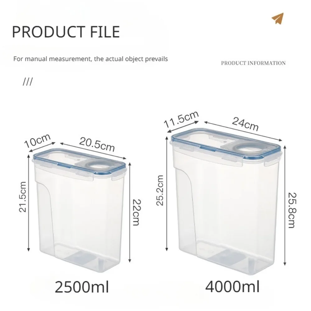 4/2.5L Airtight Cereal Storage Container Moistureproof Insect Proof Rice Bucket Food Storage Box Plastic Transparent Sealed Tank