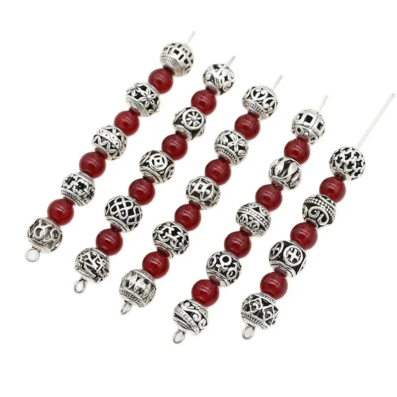 10pcs/Lot 24 Designs Tibetan Silver Hollow Out Metal Beads 8mm Handmade Flower Butterfly Spacer Beads DIY European Jewelry Make