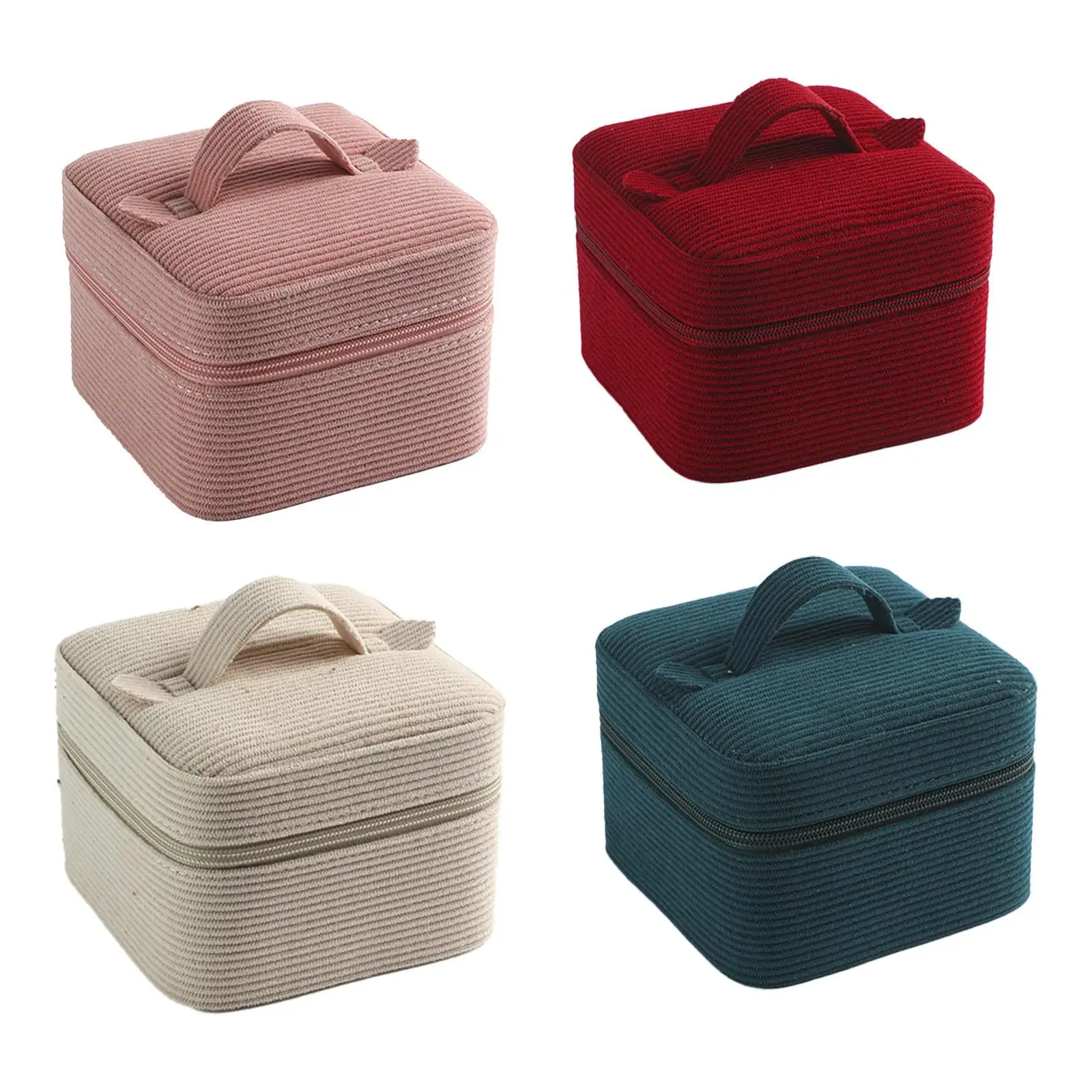 Corduroy Jewelry Box Organizer Rings Vanity Desktop Mother Day Trinket Case