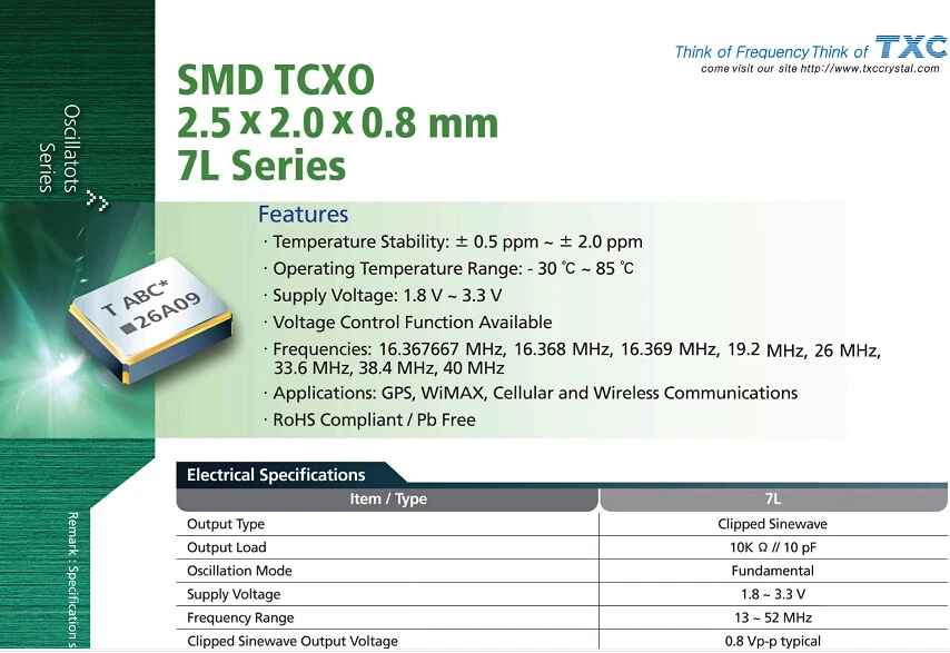 

5pcs 100% new and orginal TXC TCXO temperature subsidy chip crystal 2025 2520 1.8V 3.3V 40M 40MHZ 40.000MHZ