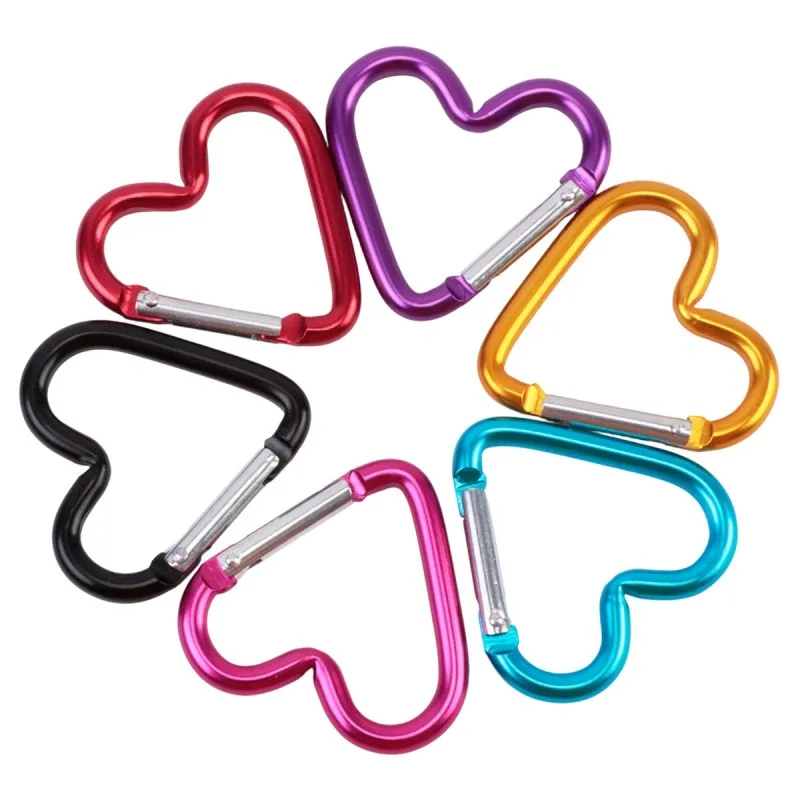5pcs Heart-Shaped Spring Hook, Aluminum Alloy Carabiners For Men And Women, Use For Outdoor Climbing, image 6