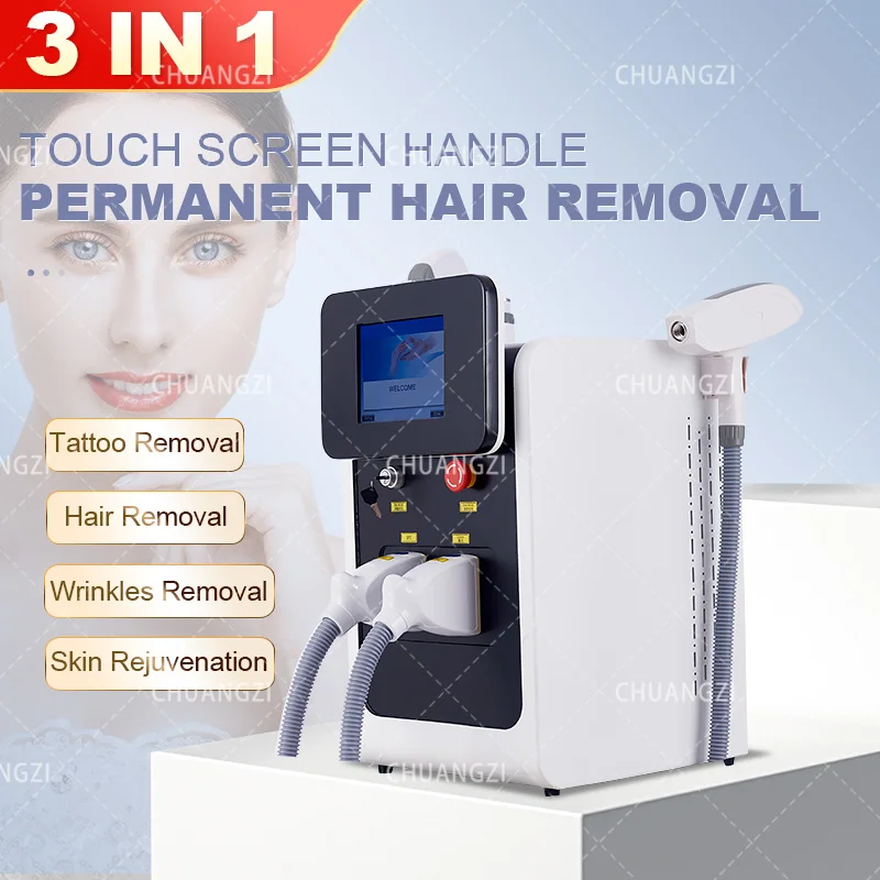 Three in one hair removal machine diode OPT IPL portable ND Yag laser tattoo removal professional beauty equipment