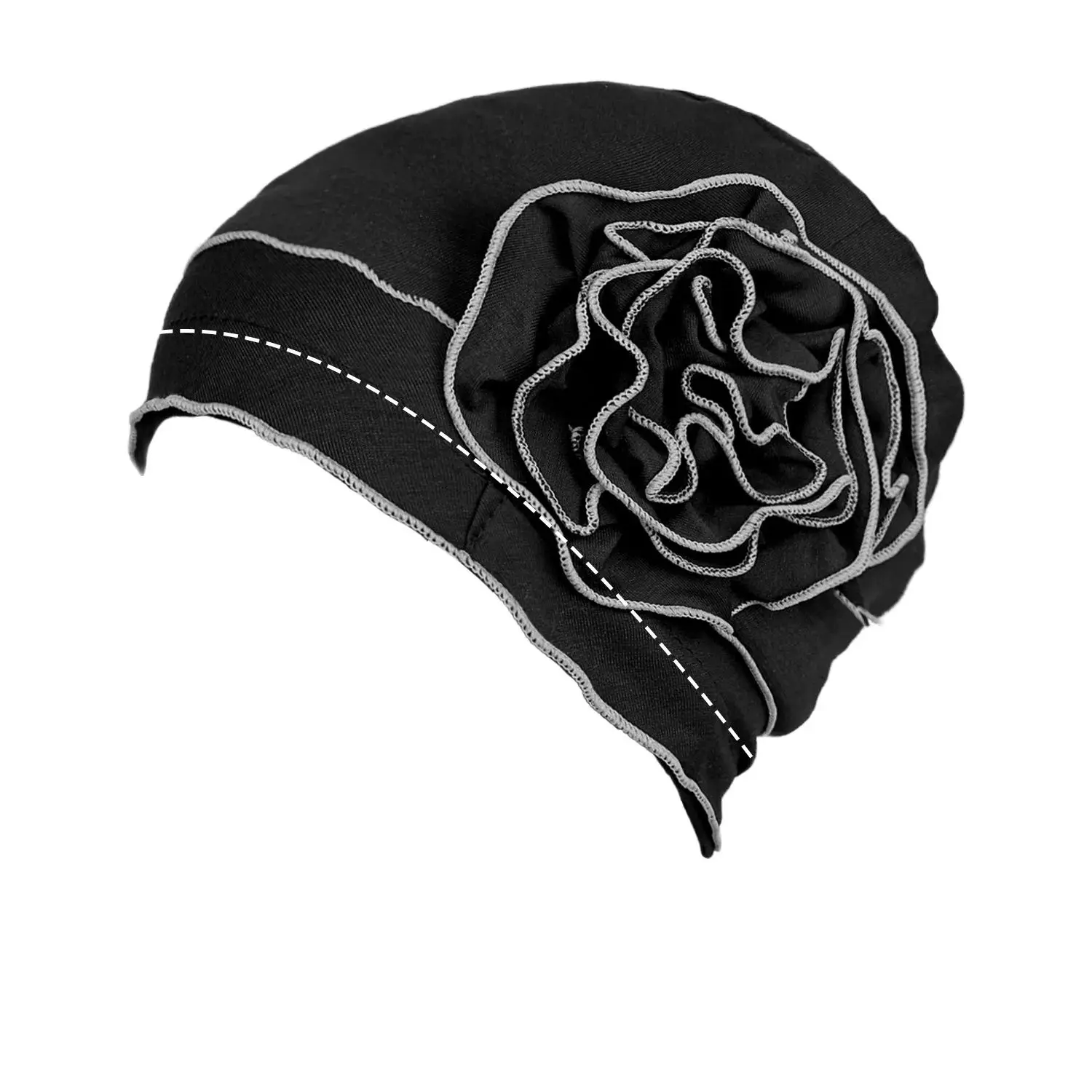 Elastic Big Flower Head Wraps para Mulheres, Turbante Monocromático, Chapéu Indiano, Bandana Elástica, Tampas Indianas, Acessórios para Cabelo Senhora