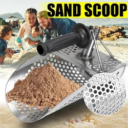 Beach Treasure Hunting Sand Scoop For Metal Detecting Hand Held Stainless Steel With Hexahedron 7Mm Holes Fast Underwater Search