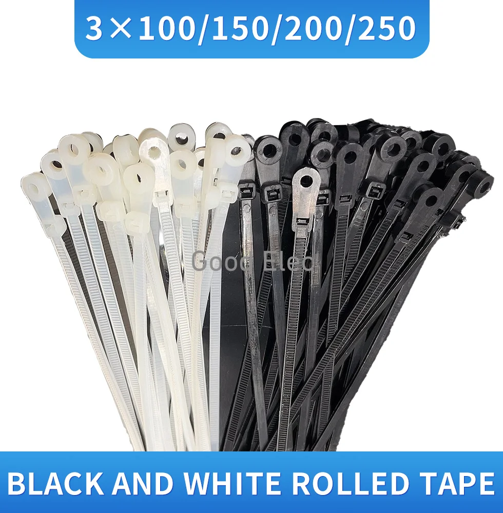 Attache de câble en nylon à tête de partenaires, trou de vis à trou rond, boucle fixe en plastique autobloquante, attache de câble de bundling
