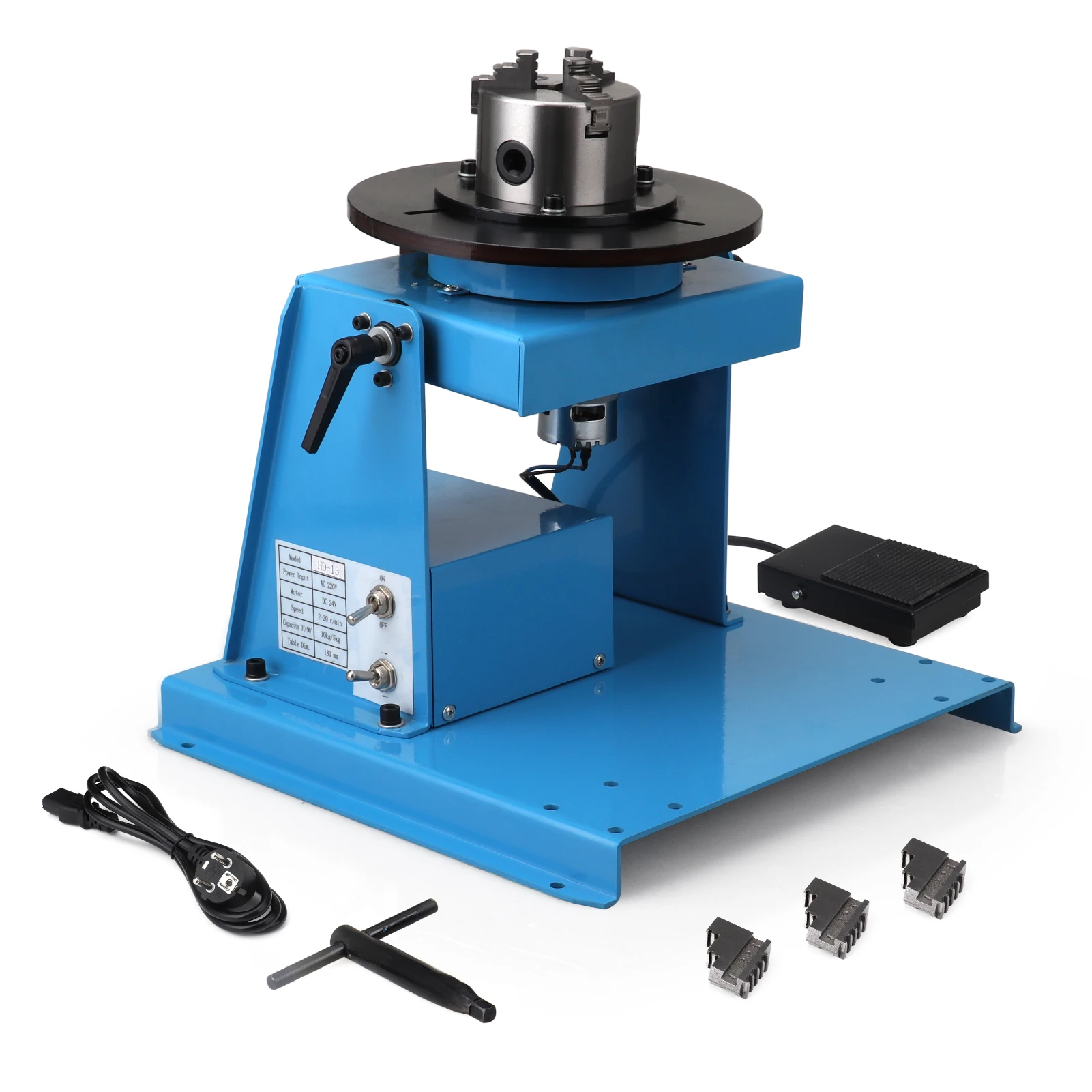 

Полуавтоматический мини-позиционер для ротационной сварки 10 кг - 0-90° ° Поворотный стол с 3-кулачковым токарным патроном 65/80 мм для точной сварки