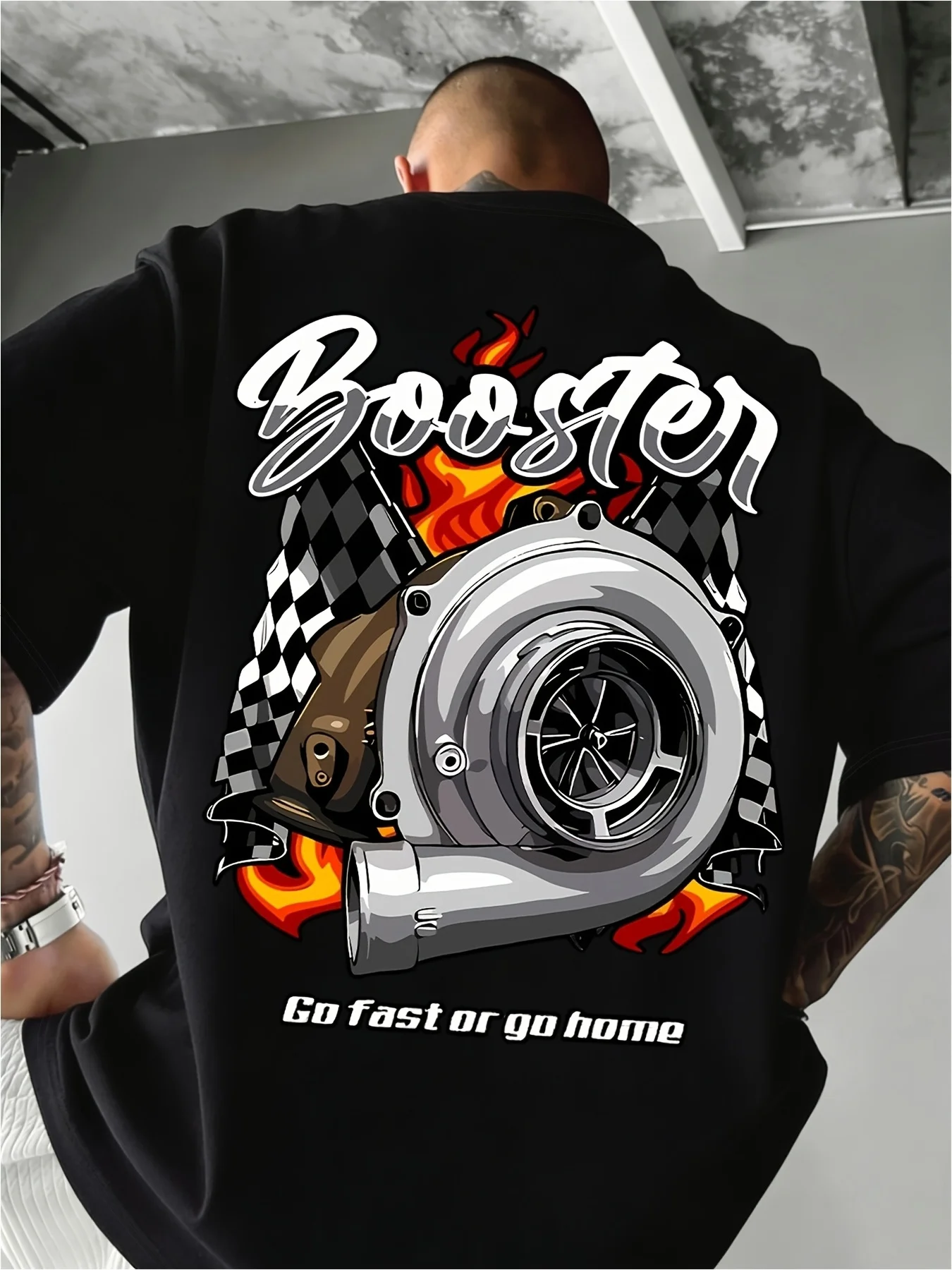 New men's short-sleeve T-shirt, loose-fitting and tailored with printed designs, versatile basic crew-neck top suitable for spri