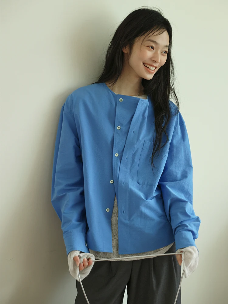 

Moofeel Design Sensation Весна 2024, круглый топ Ne Long Sve Klein Blue irt oulder Drop French Sle, прямой крой