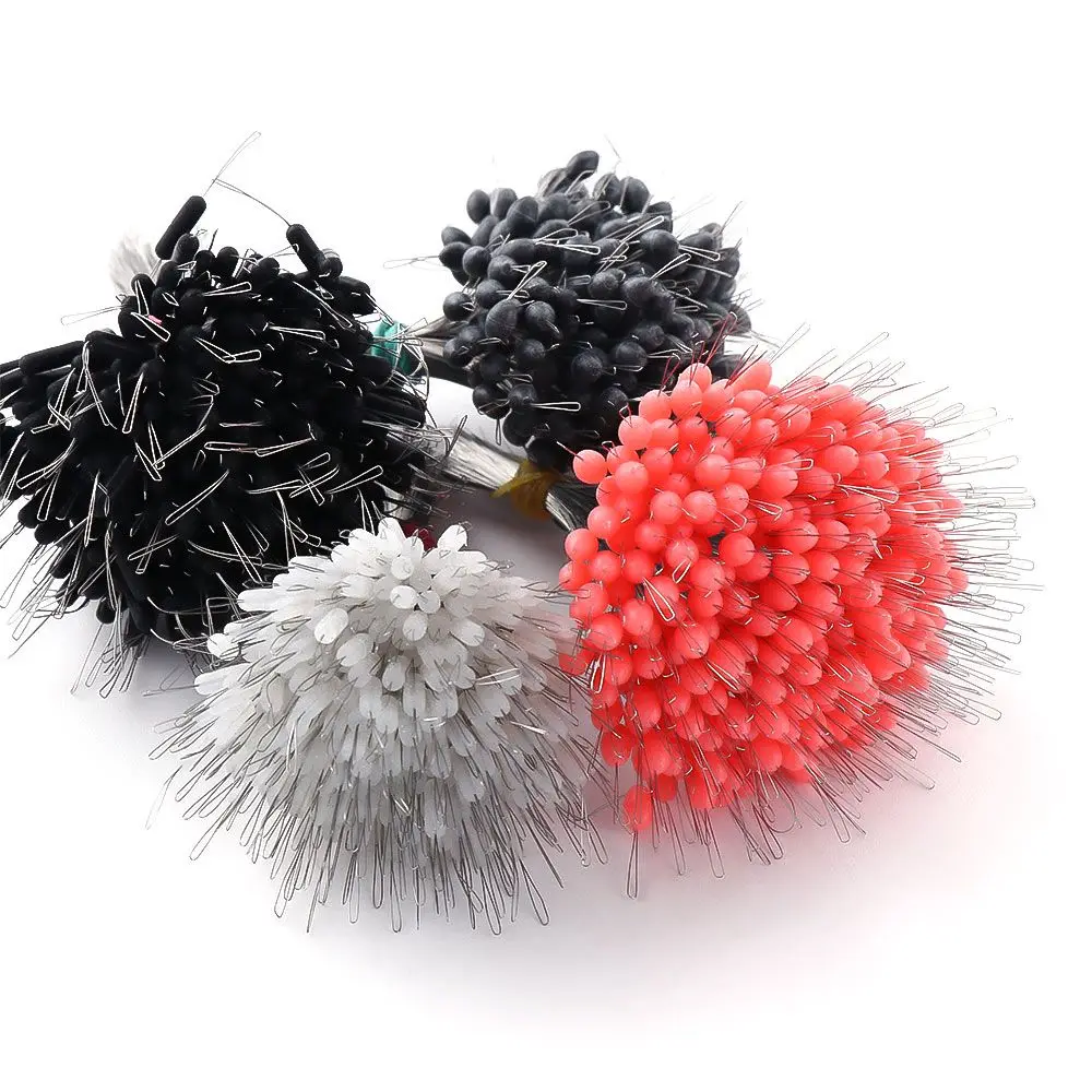 

300pcs/Pack Black Cylindrical Fishing Connector Transparent Oval Fishing Bobber Space Bean Fishing Floater Silicone