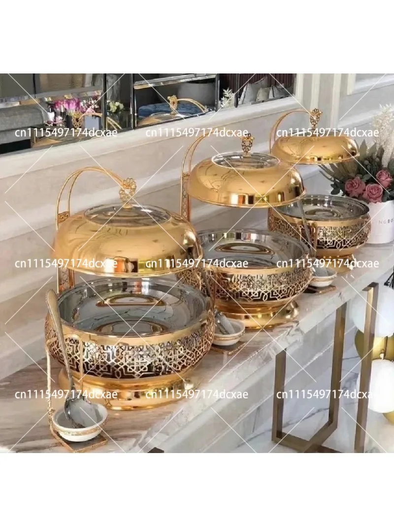 Gold Round Hanging Chafing Dishes for Hotel Wedding Buffet Catering Restaurant Heating Food Warmer