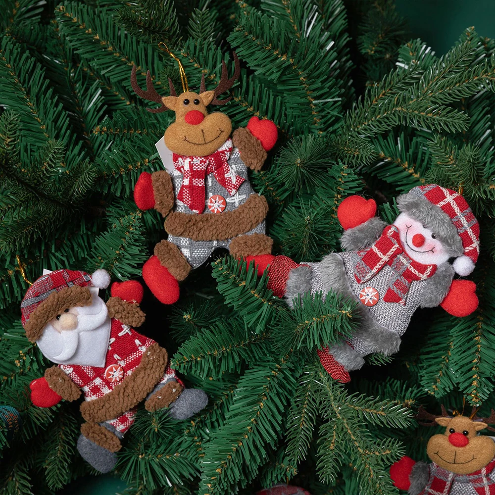 

Christmas decoration bundle dancing doll Santa Claus snowman deer bear fabric dolls set of pendants small gifts fun ornaments