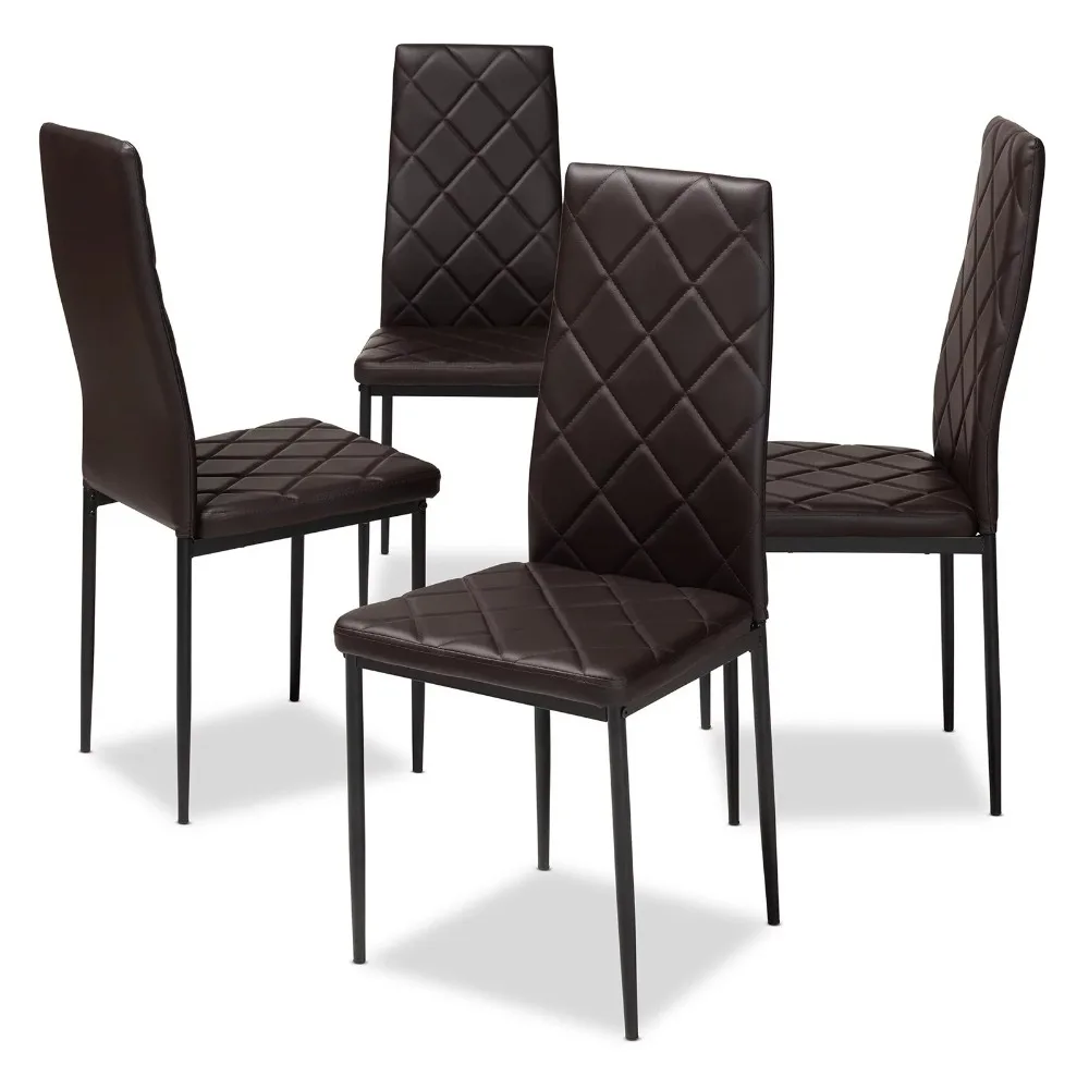 

Faux Leather High Back Dining Side Chair - Set of 4 Free Shipping Living Room Chair Home Furniture Chairs Armchair Vanity Nordic