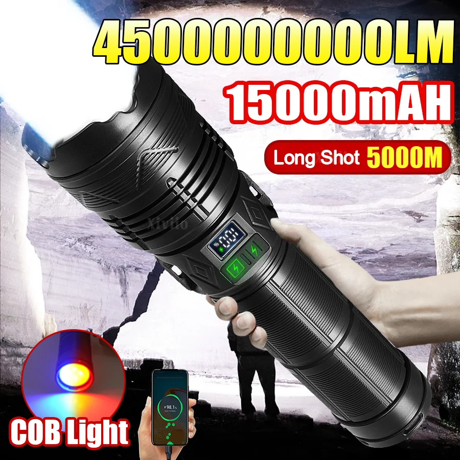 Most Powerful LED Flashlight USB Rechargeable Tactical Torch Light Ultra Bright Long Range Zoom Flashlights Fishing Camping Lamp