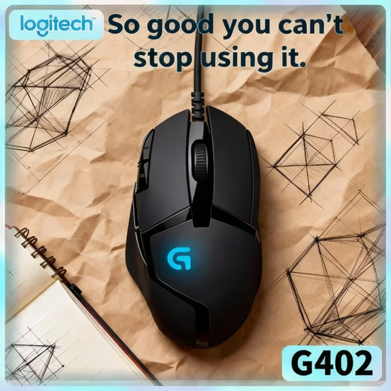 

Мышь Logitech G402: 32-битный процессор, высокоскоростное отслеживание 500 IPS, профессиональная игровая модель.