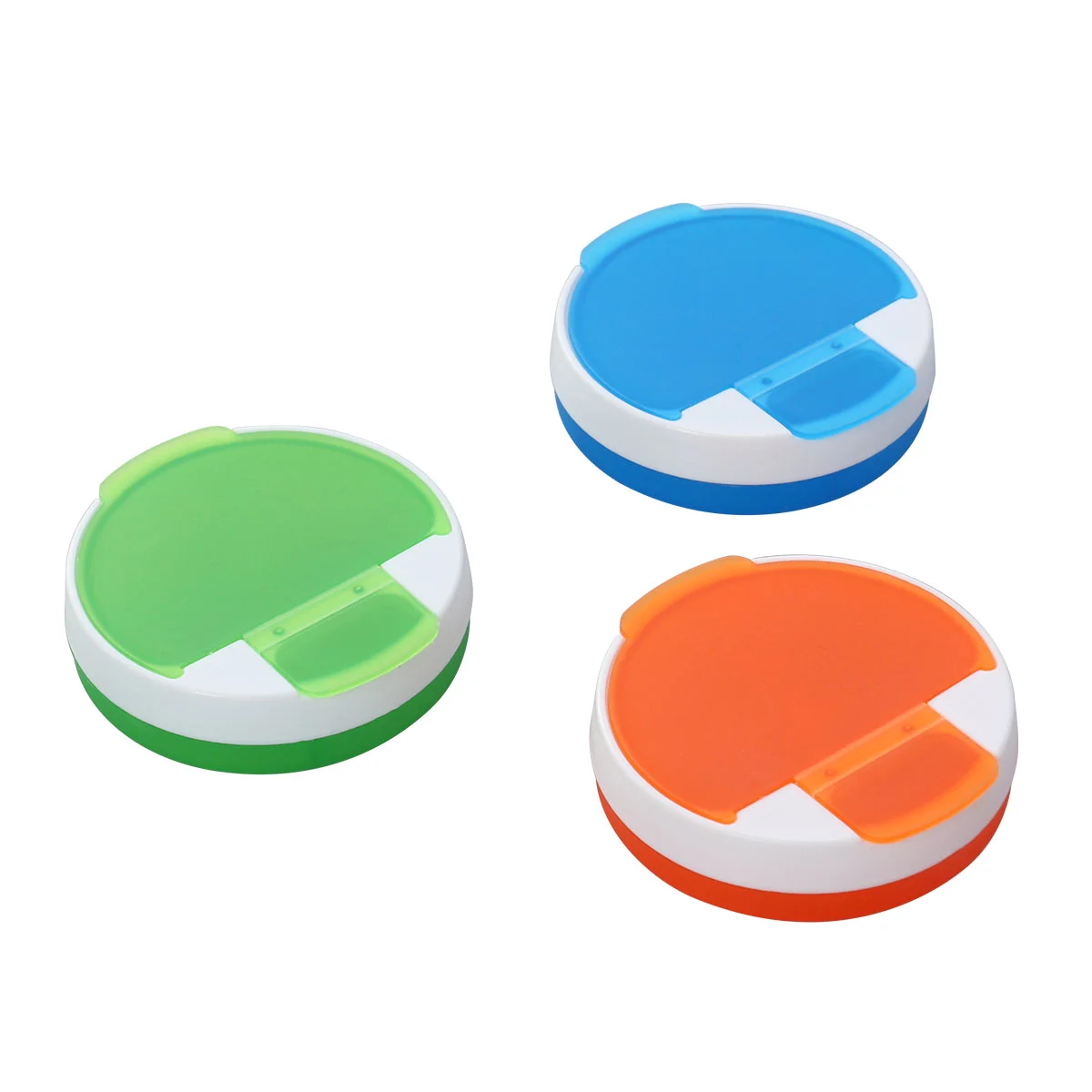 3pcs Portable 4 Grids Medicine Storage Holder Container Mini Case (Blue + Green + Orange) organizer containers